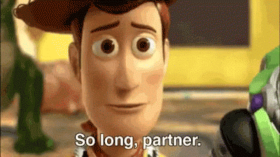 Woody from Toy Story saying 'So long partner'