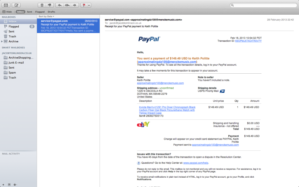 Paypal Phishing Email