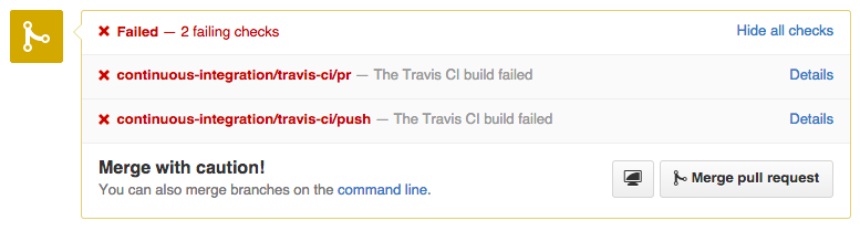 Pull request failed by Travis CI