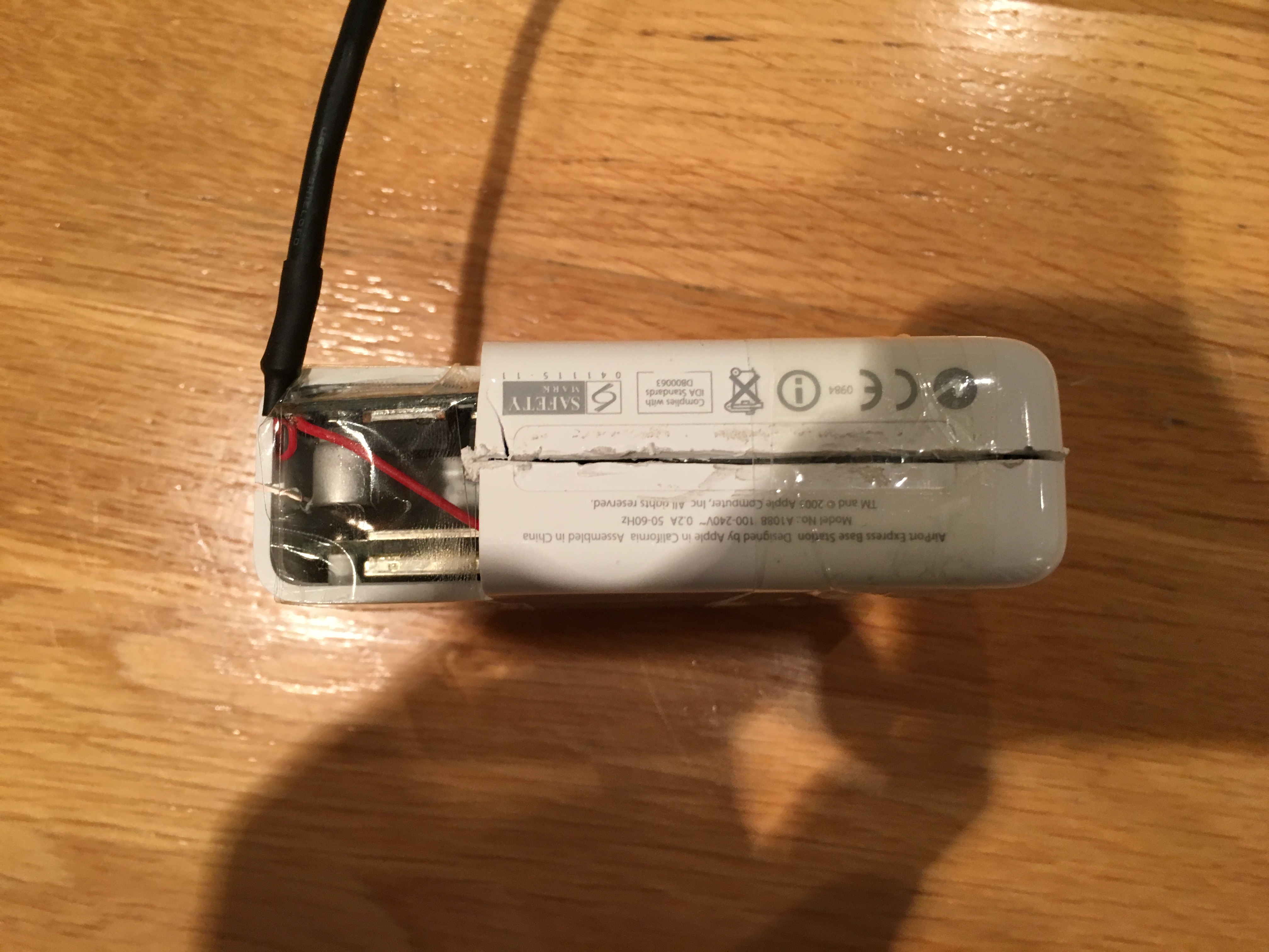 Converter taped in place
