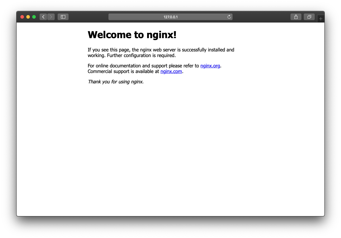 Nginx installed from our chart repo