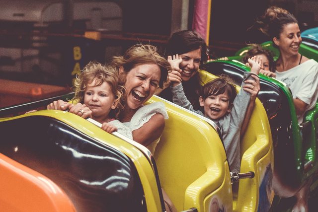 Family on a rollercoaster