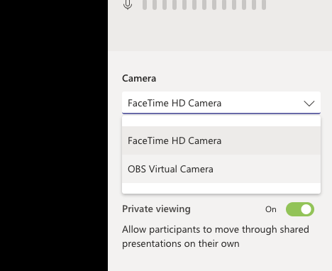 Teams camera settings
