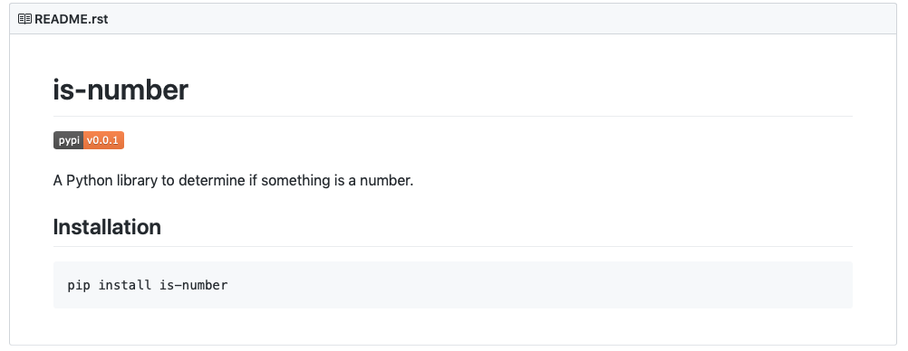 README with PyPI badge and pip install command