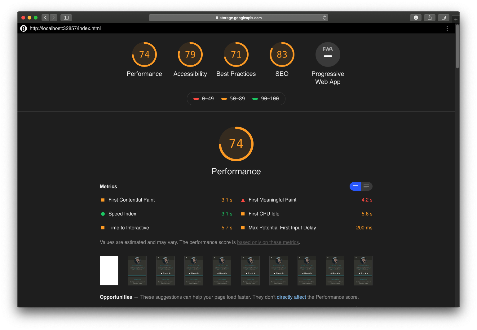 Lighthouse CI report