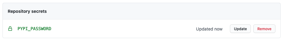 Our PYPI_PASSWORD secret