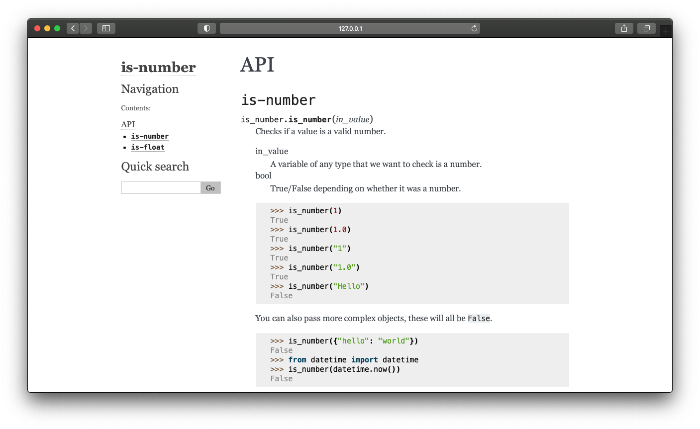 New API documentation page