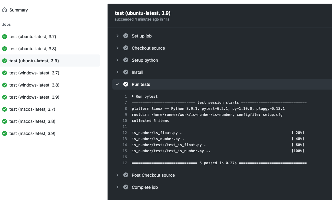 Pytest running in GitHub Actions
