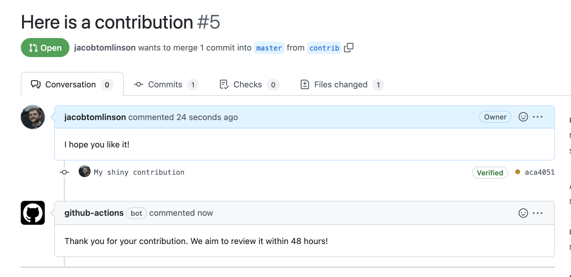 Bot comment showing up on new PR