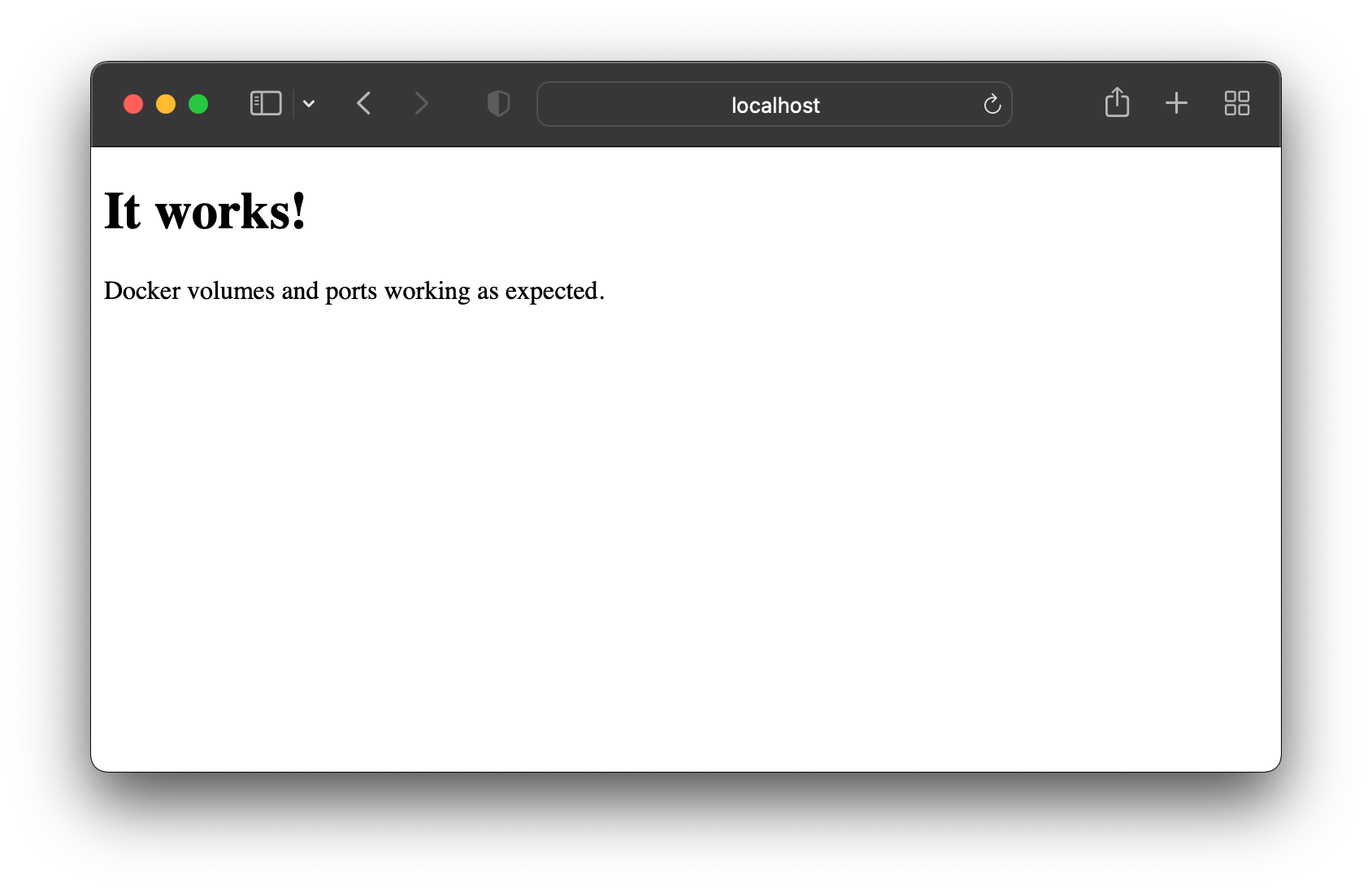Web browser showing the test page