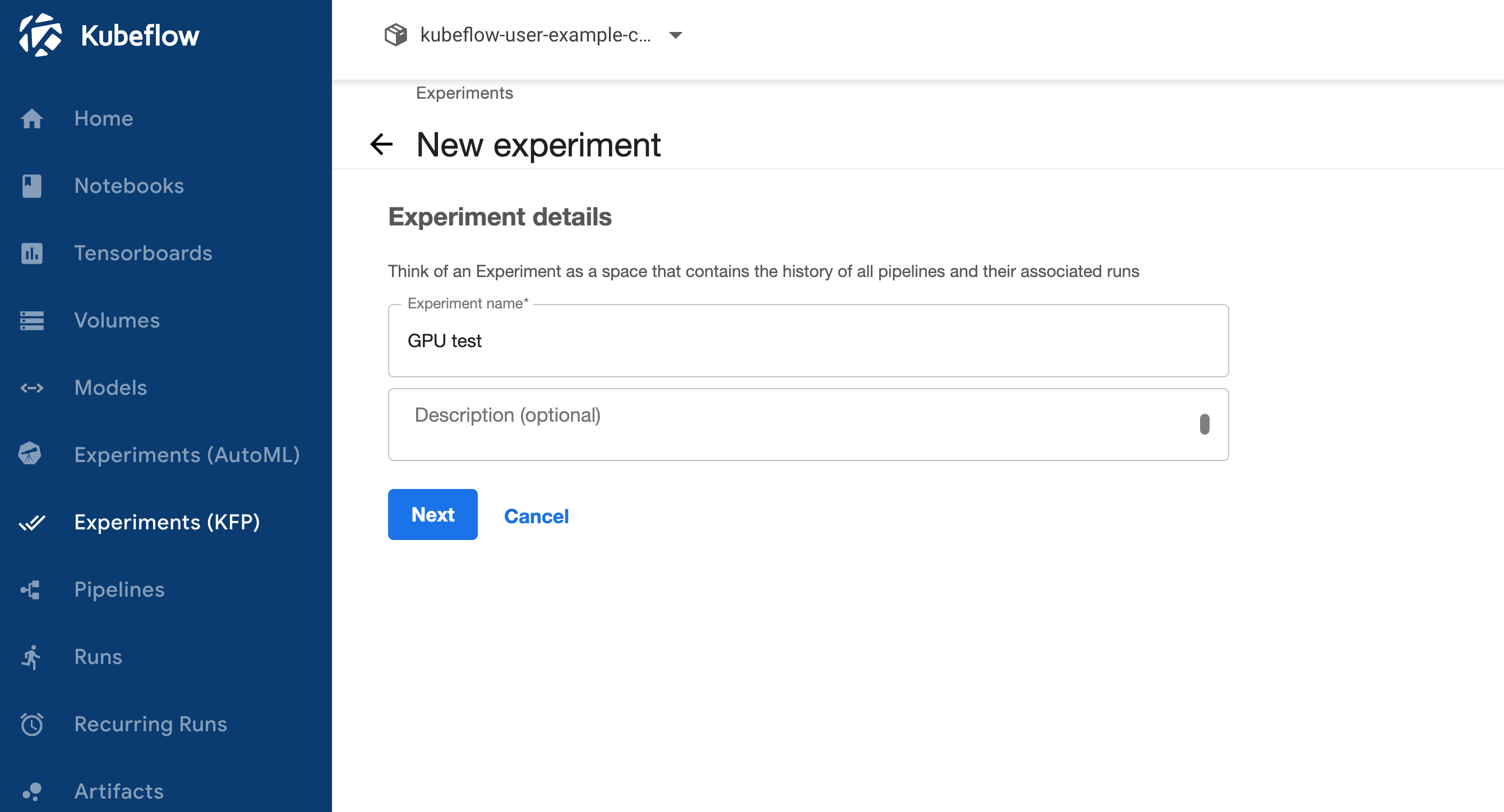 Creating an experiment