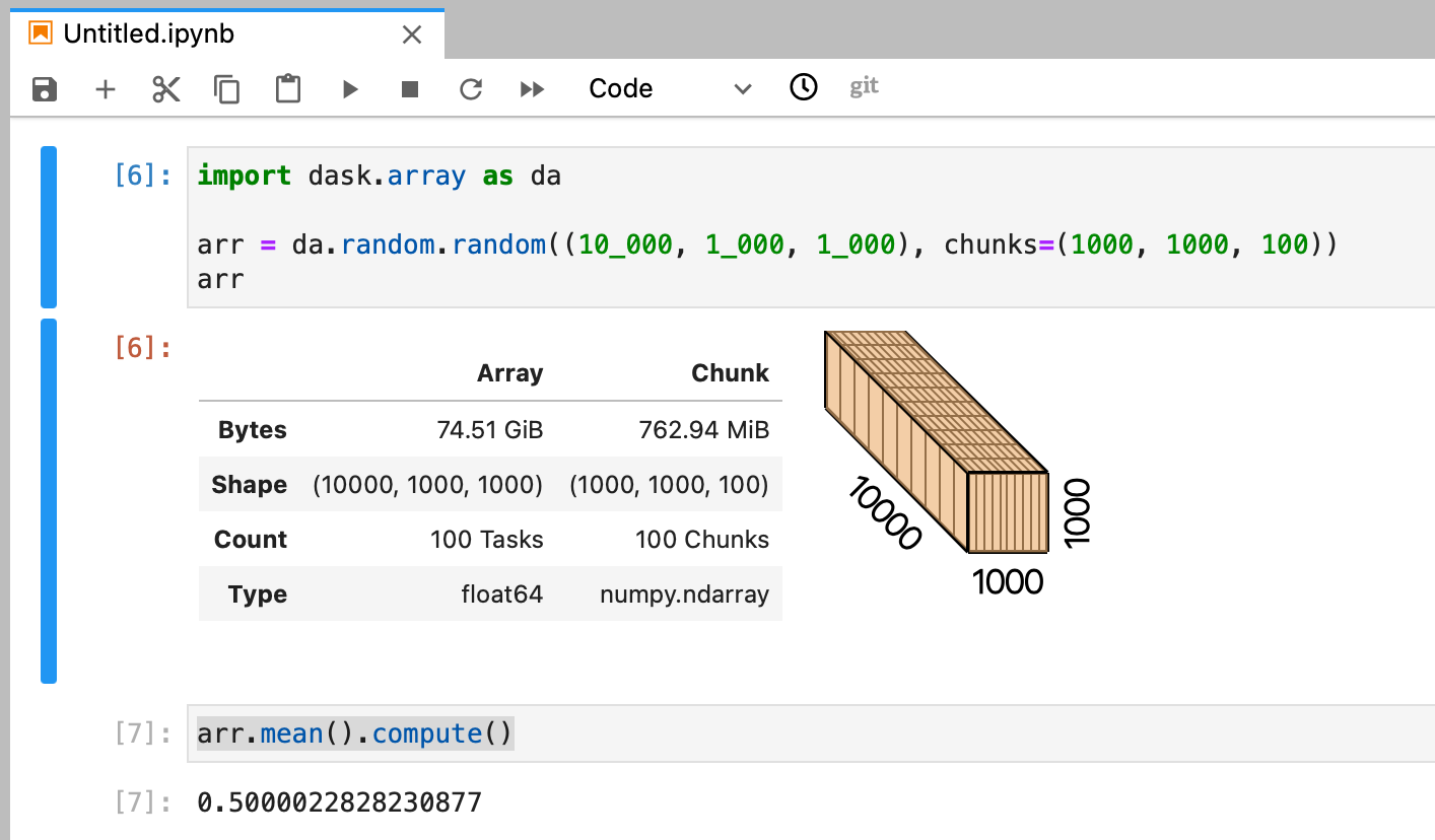 Code example running in notebook