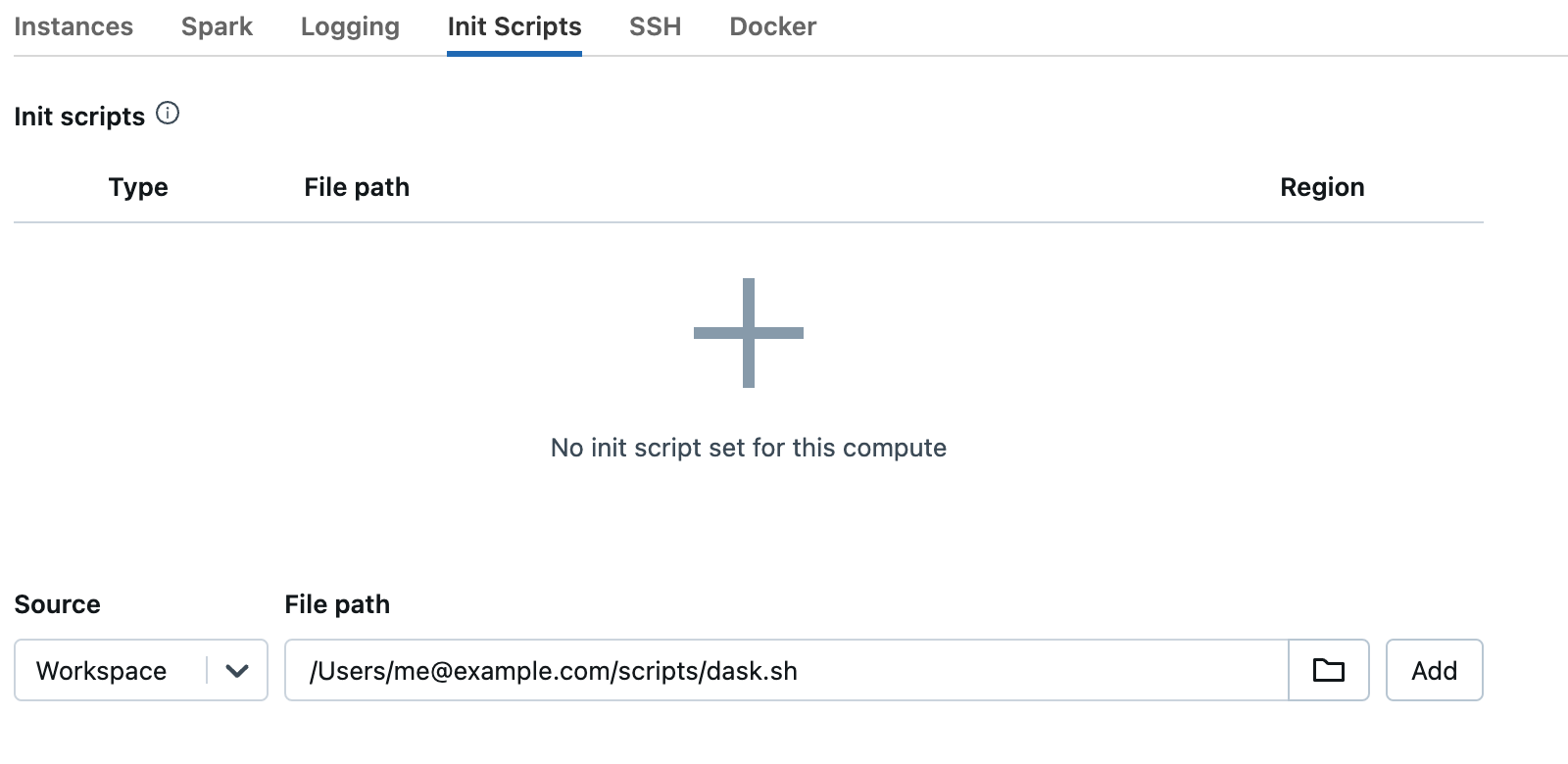 Screenshot of the init script configuration form