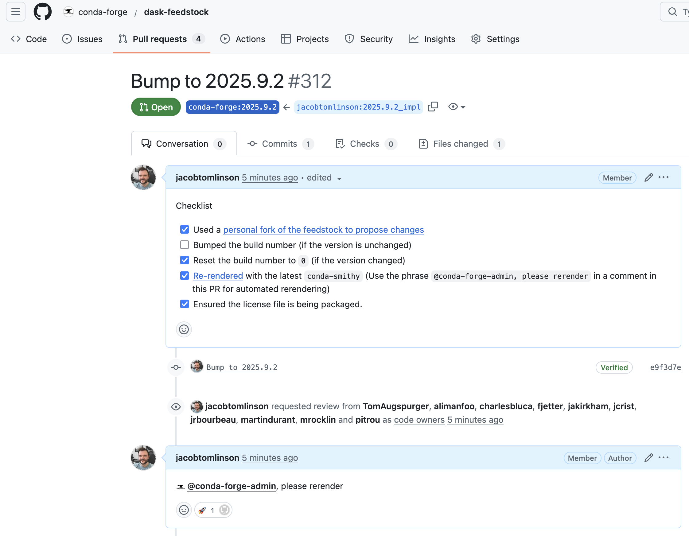 Screenshot of the Pull Request